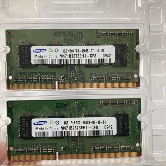 2 X Samsung 1GB 1Rx8 PC3-8500S-07-10-B1 Memory RAM - Picture 1 of 3